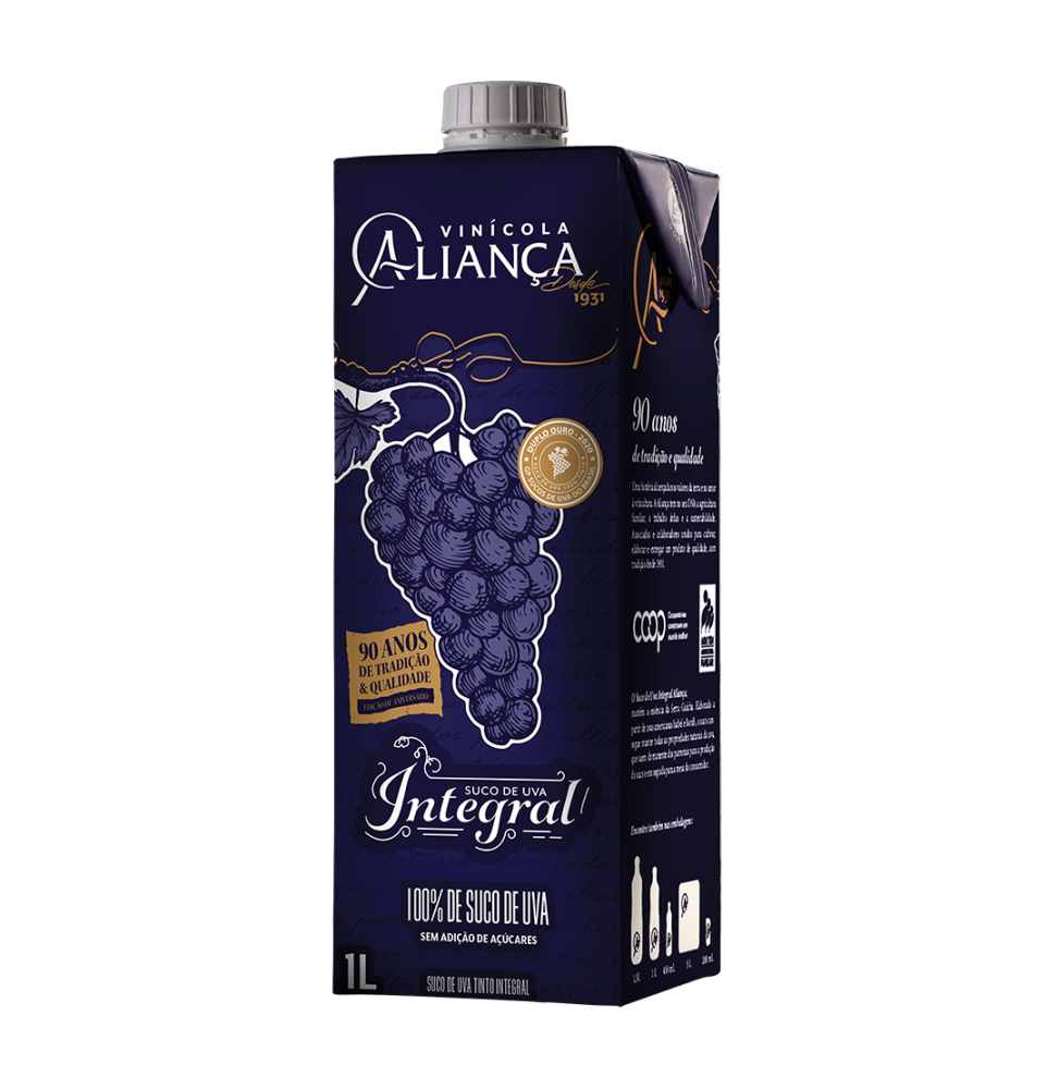 Suco de uva Integral Aliança Tinto Cartonado 1L