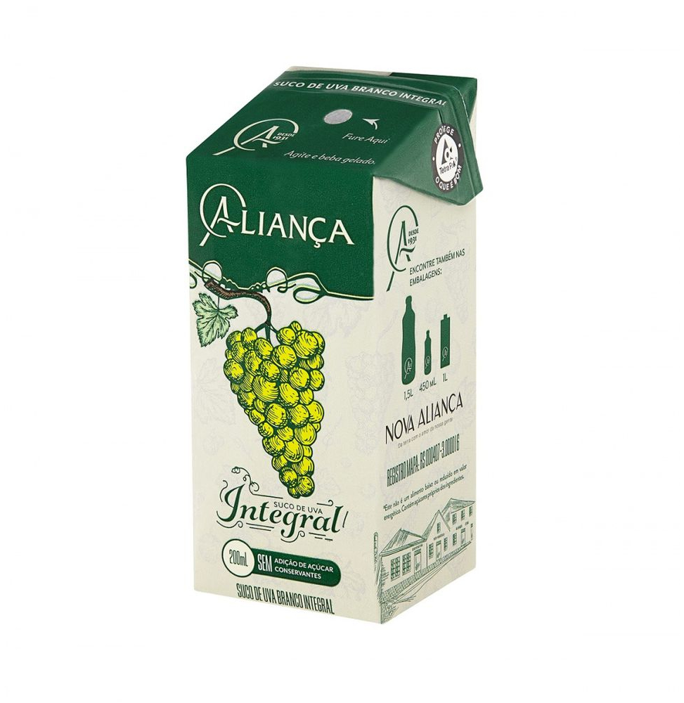 Suco De Uva Integral Aliança Branco Cartonado 200ml